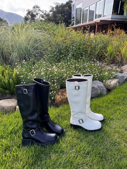 Double Buckle Rider Knee High Boots SW1815