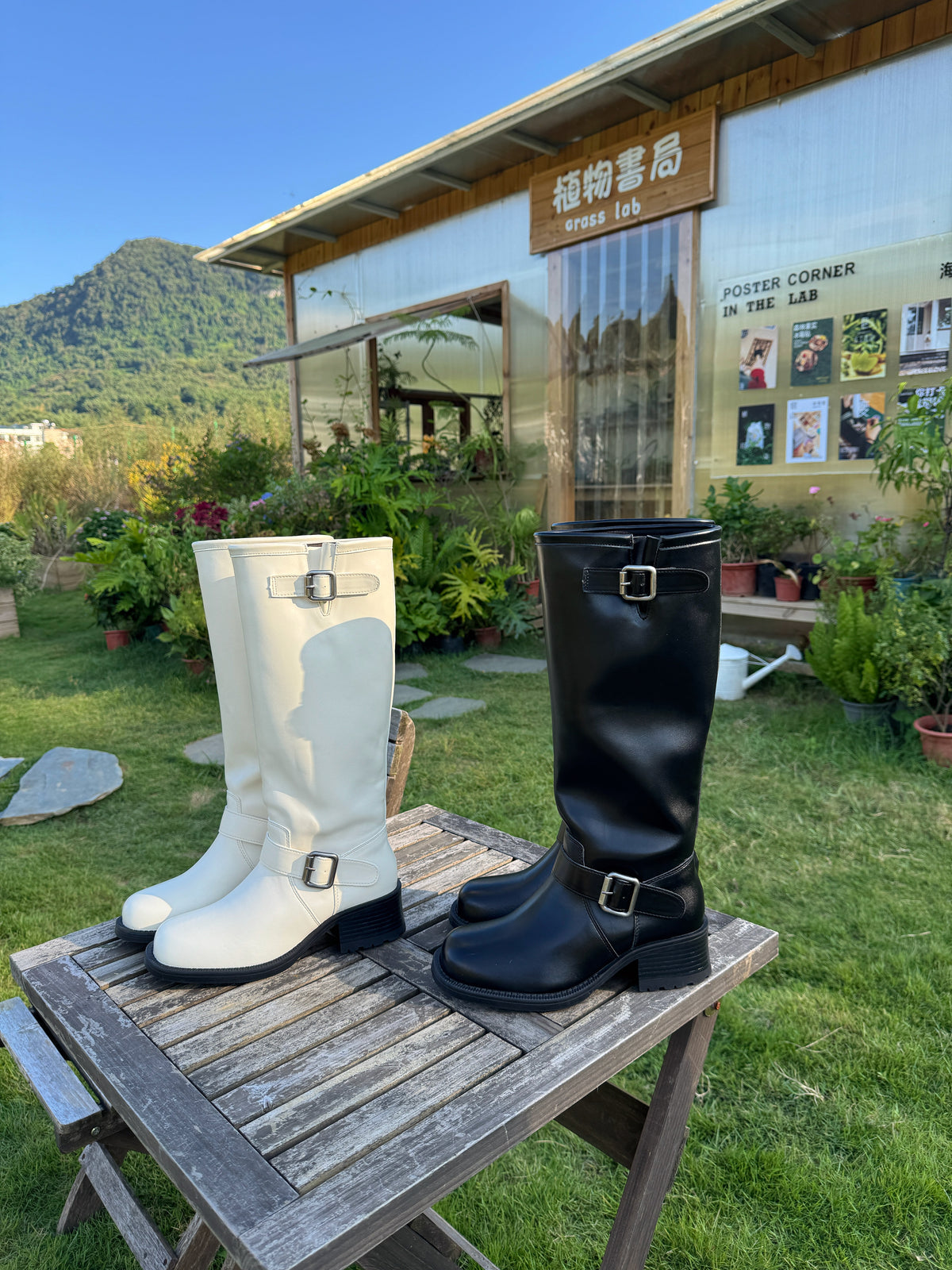 Double Buckle Rider Knee High Boots SW1815