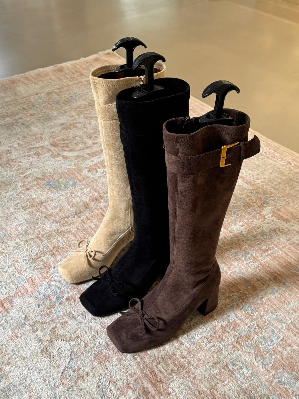 Vintage Bow Buckle Knee-High Boots ST1911