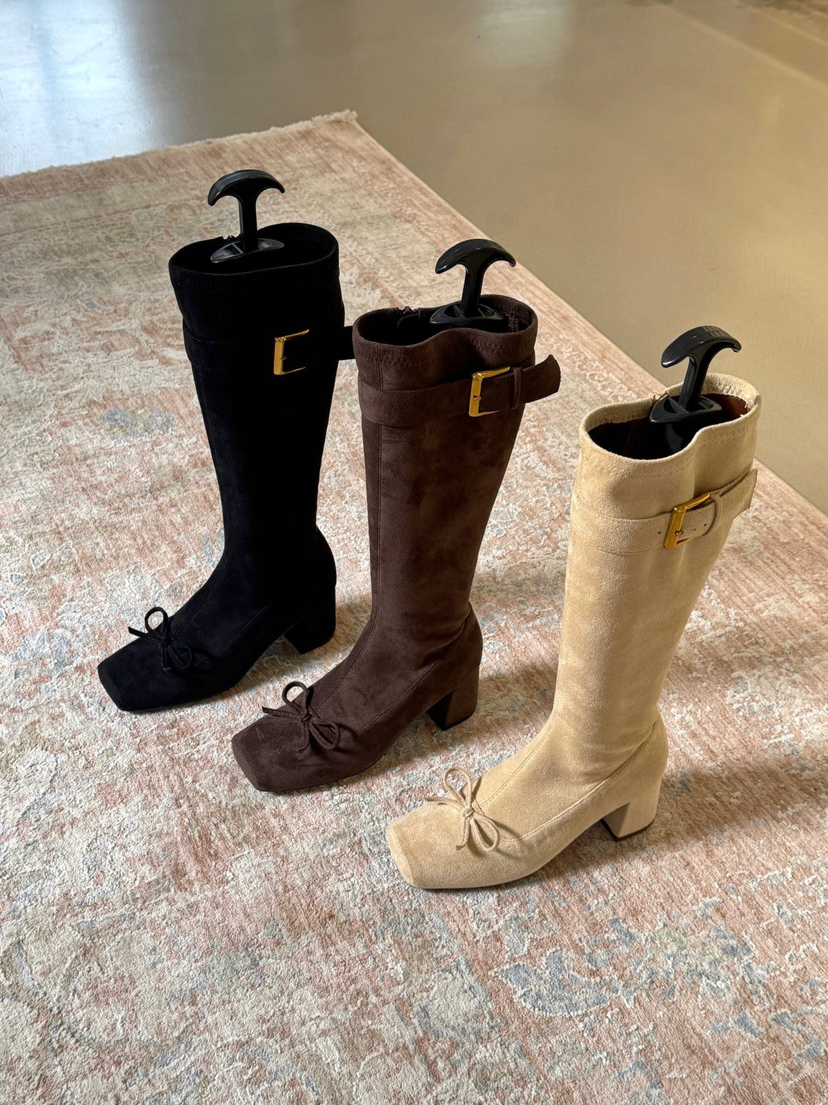 Vintage Bow Buckle Knee-High Boots ST1911