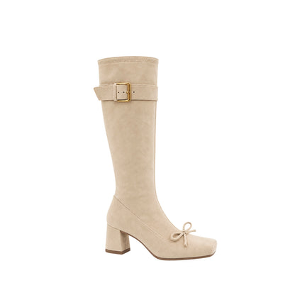 Vintage Bow Buckle Knee-High Boots ST1911