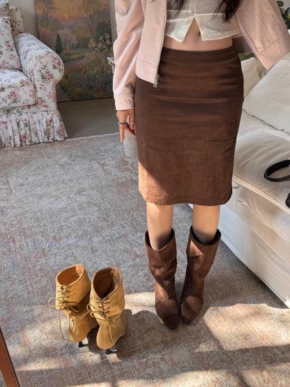 Suede Back-Lace Slouch Rider Boots SF6606