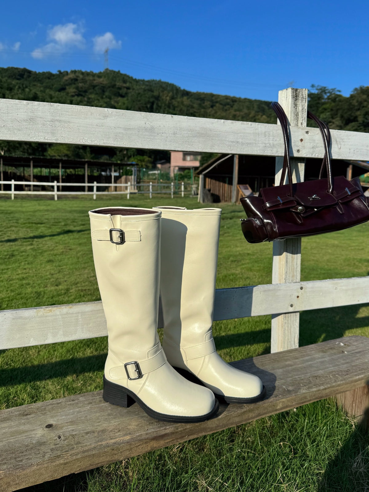 Double Buckle Rider Knee High Boots SW1815