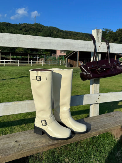 Double Buckle Rider Knee High Boots SW1815