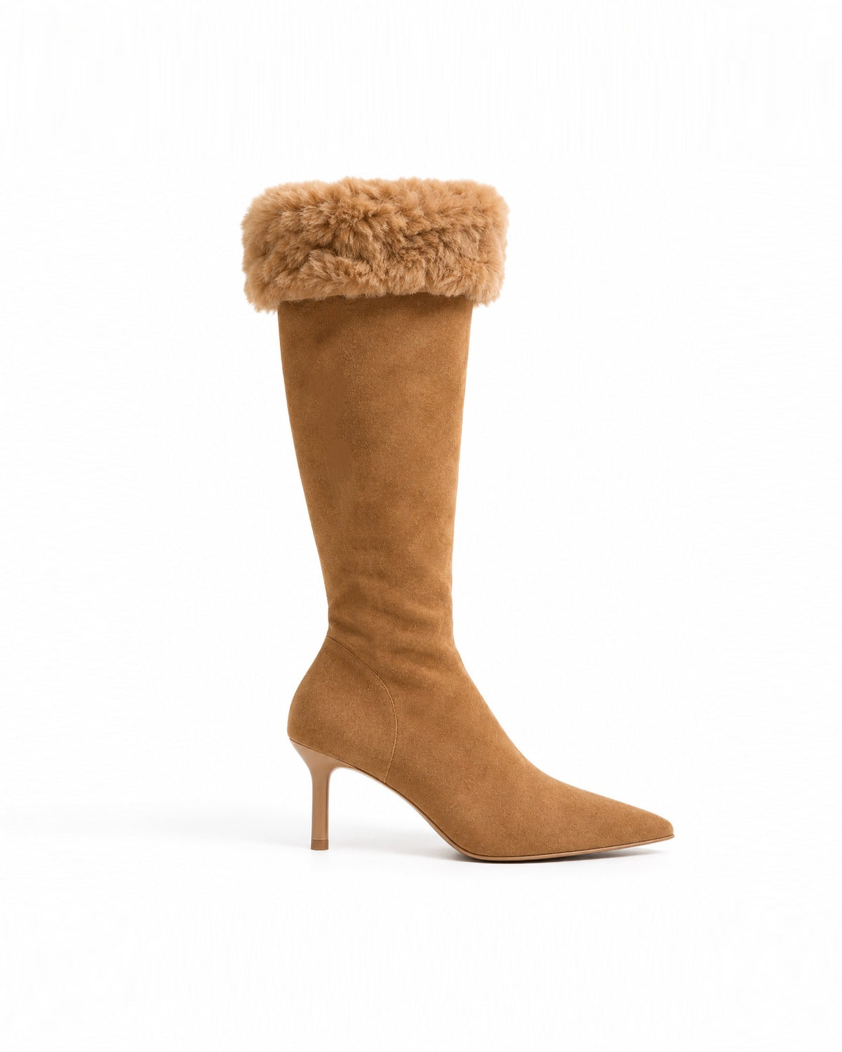 Fur Cuff Pointed Knee-High Boots ST1961