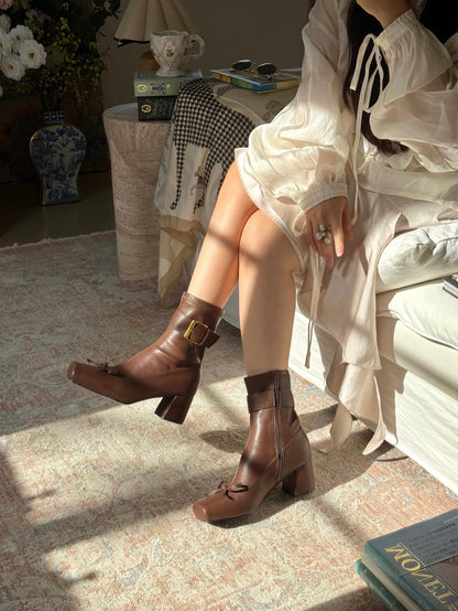 Vintage Ballet Bow Ankle Boots ST1966