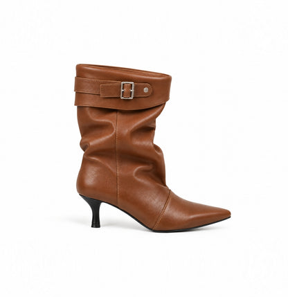 Vintage Draped Buckle Pointy Boots SF6603
