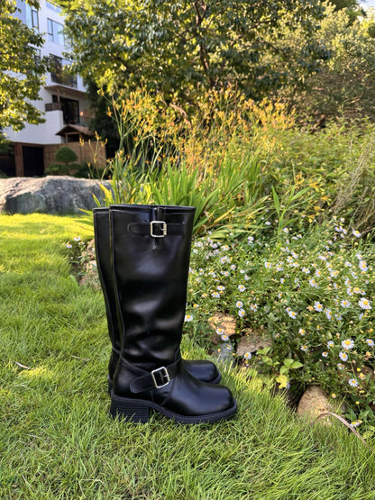 Double Buckle Rider Knee High Boots SW1815