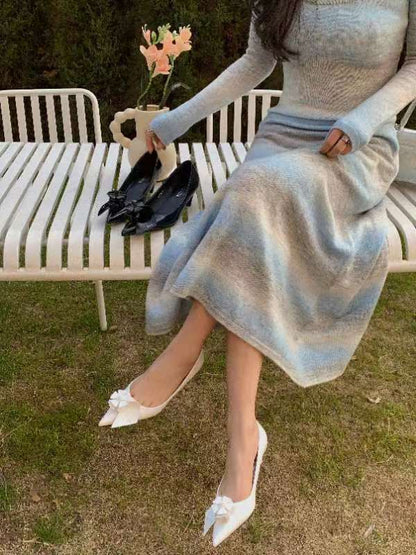 SKL Fold Flower Leather Pumps