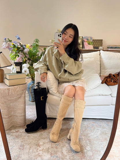 Vintage Bow Buckle Knee-High Boots ST1911