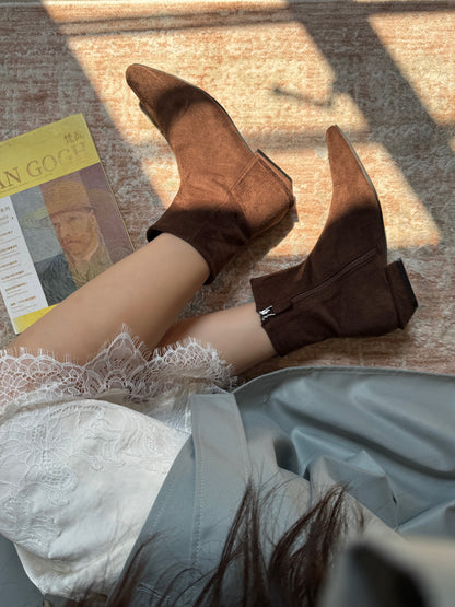 Suede Low Heel Ankle Boots SW1817