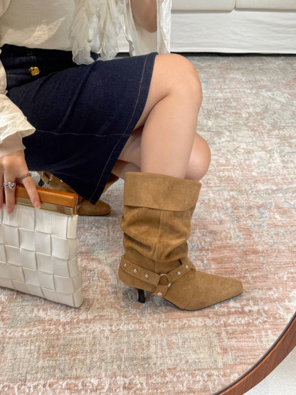 Vintage Studded Slouch Boots SF6608
