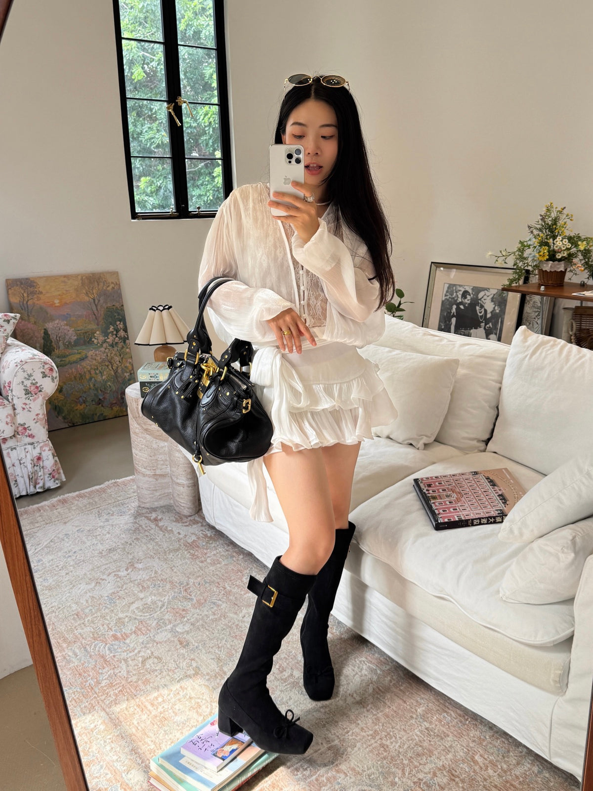 Vintage Bow Buckle Knee-High Boots ST1911