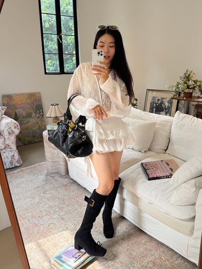 Vintage Bow Buckle Knee-High Boots ST1911