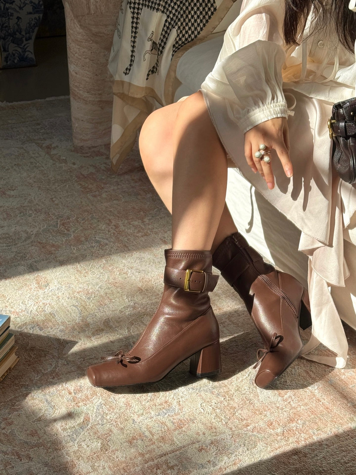 Vintage Ballet Bow Ankle Boots ST1966