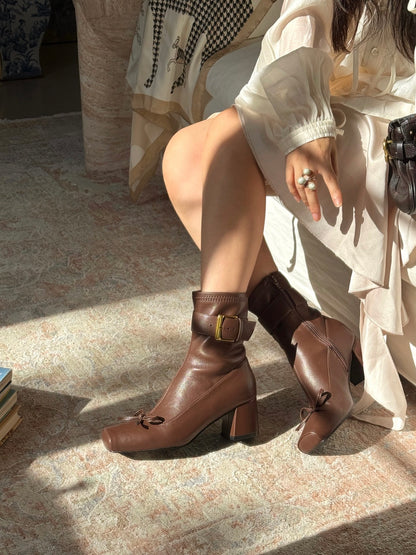Vintage Ballet Bow Ankle Boots ST1966