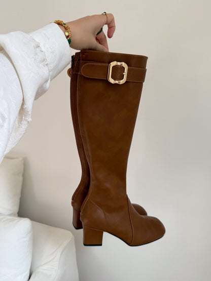 Buckle Strap Knee-high Boots (ST19-16)
