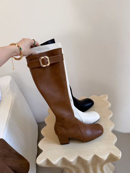 Buckle Strap Knee-high Boots (ST19-16)