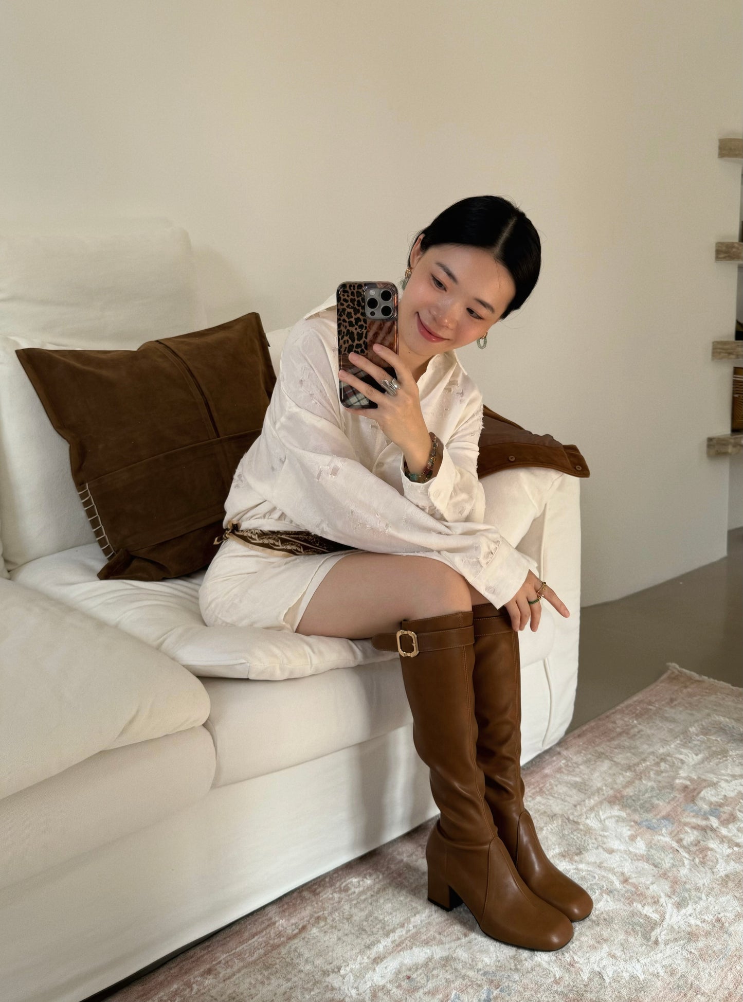 Buckle Strap Knee-high Boots (ST19-16)