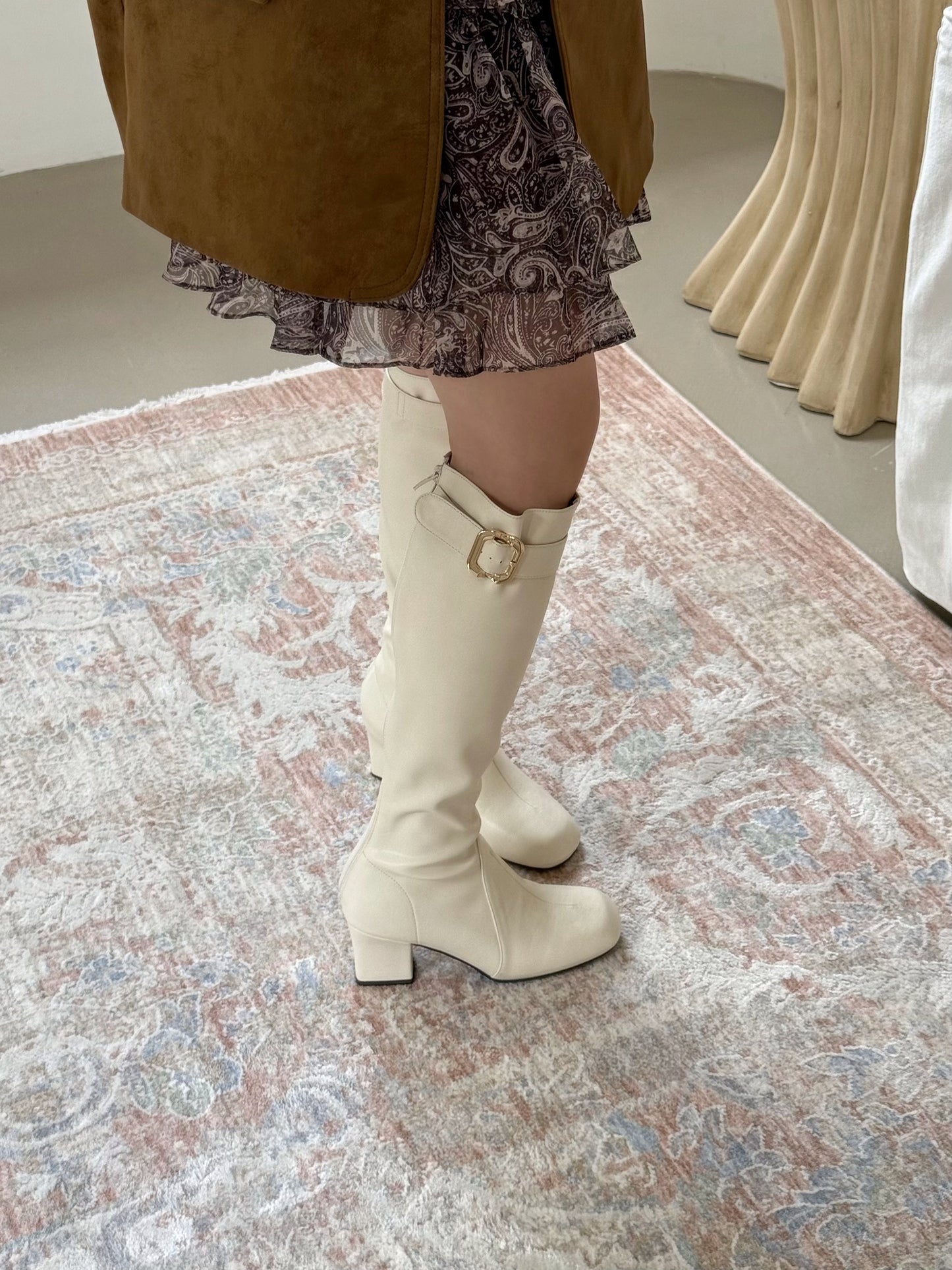 Buckle Strap Knee-high Boots (ST19-16)