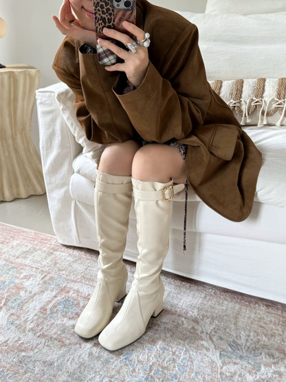 Buckle Strap Knee-high Boots (ST19-16)