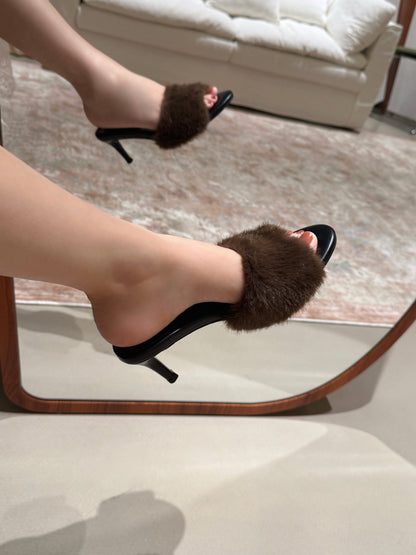 Autumn Fur Sandals Heels
