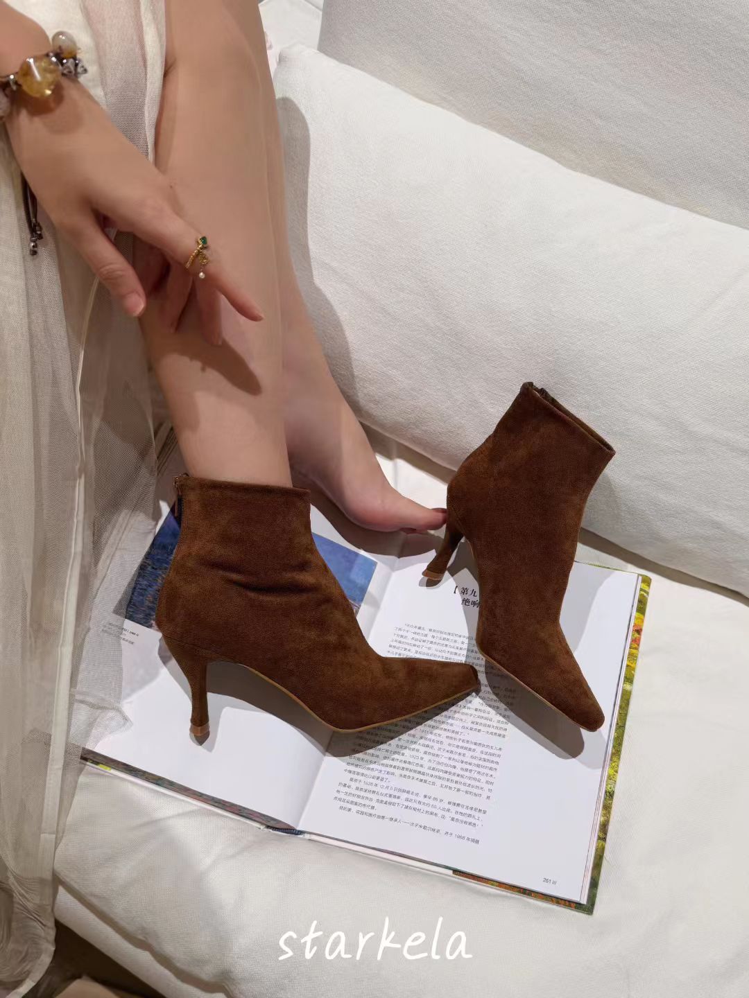 Fenla 25 Suede Pointy Ankle Boots