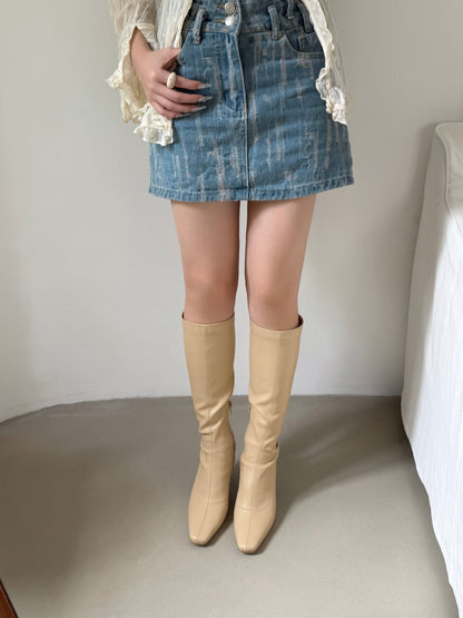 Urban Side Zipper Knee High Boots