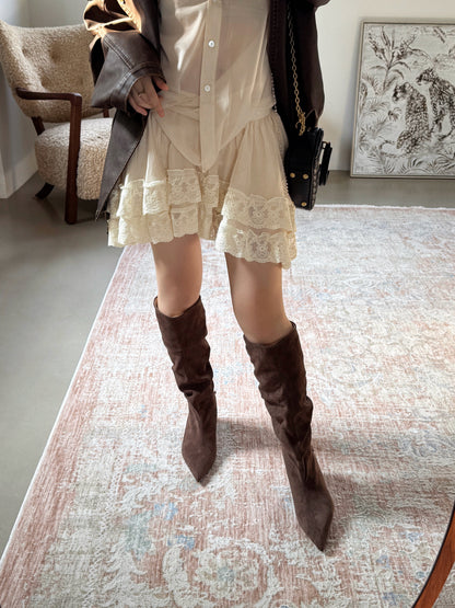 Starkela Bohemian Ruched Mid-Calf Boots