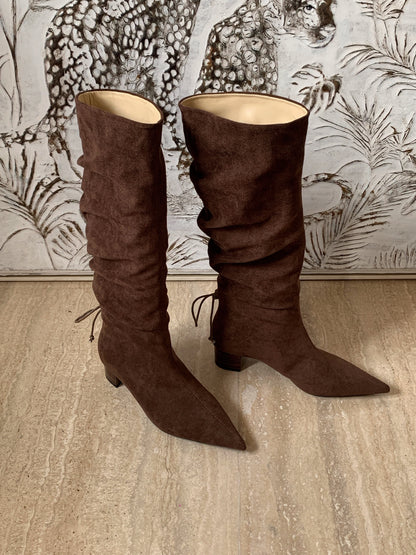 Starkela Bohemian Ruched Mid-Calf Boots