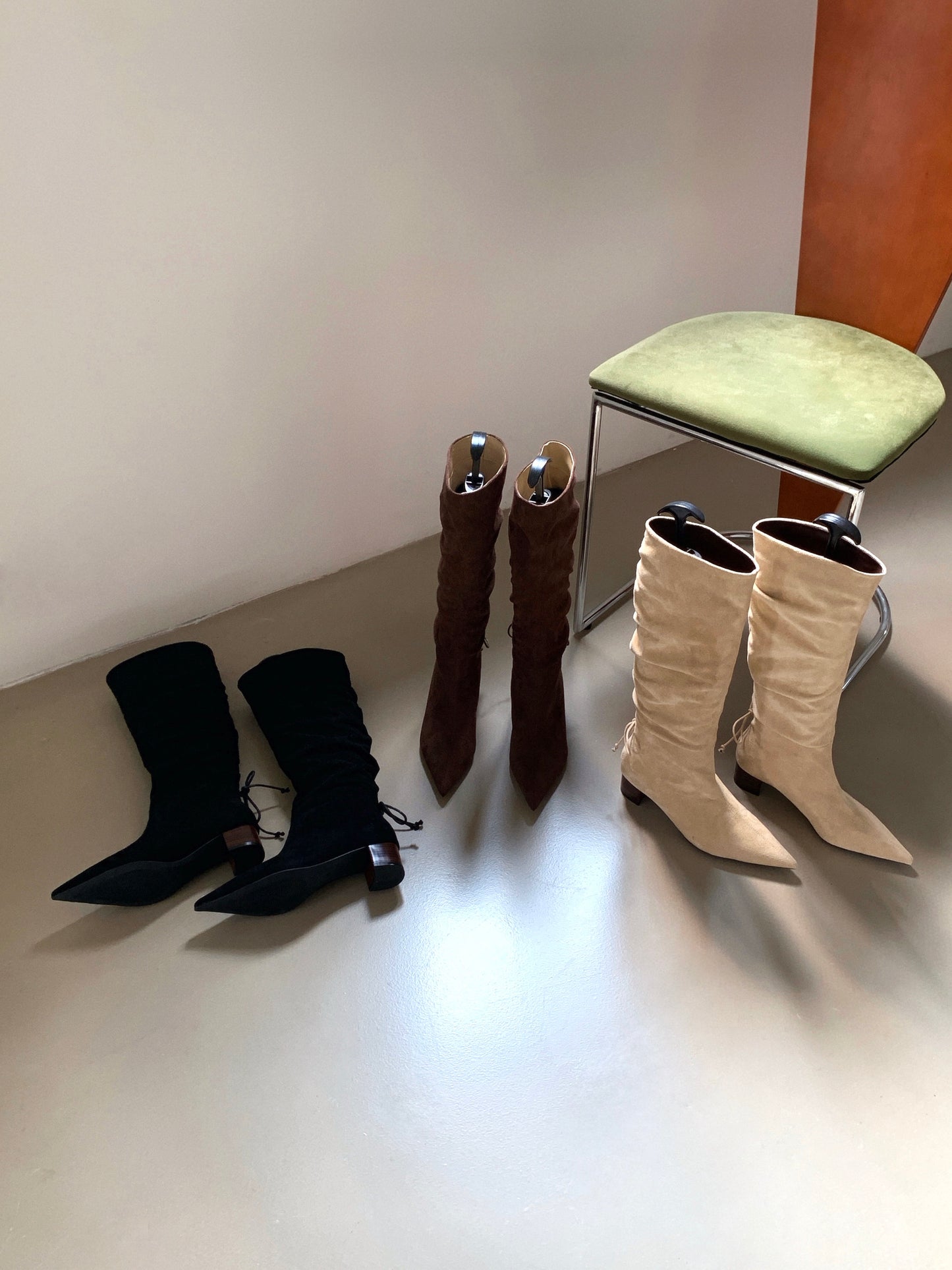 Starkela Bohemian Ruched Mid-Calf Boots