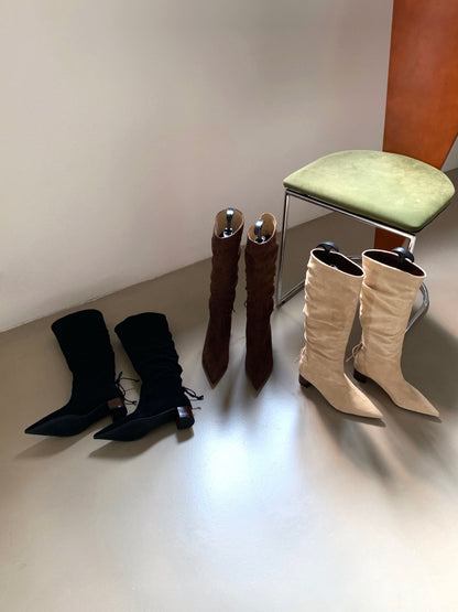 Starkela Bohemian Ruched Mid-Calf Boots