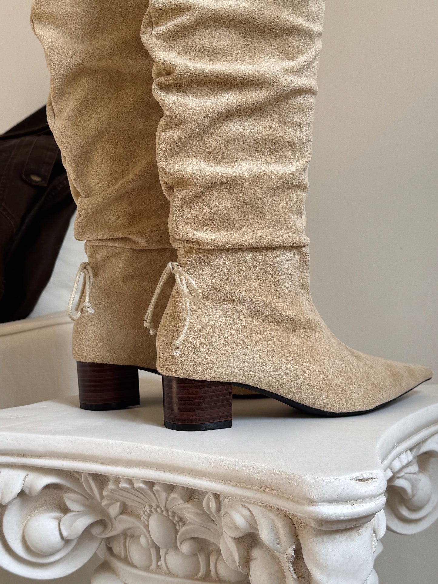 Starkela Bohemian Ruched Mid-Calf Boots