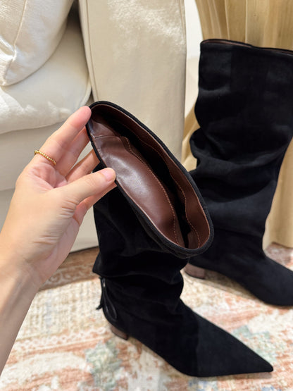 Starkela Bohemian Ruched Mid-Calf Boots