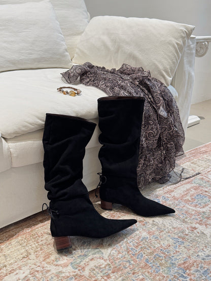 Starkela Bohemian Ruched Mid-Calf Boots