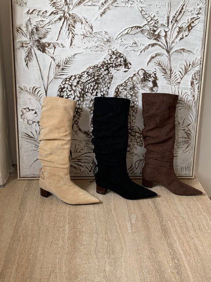 Starkela Bohemian Ruched Mid-Calf Boots