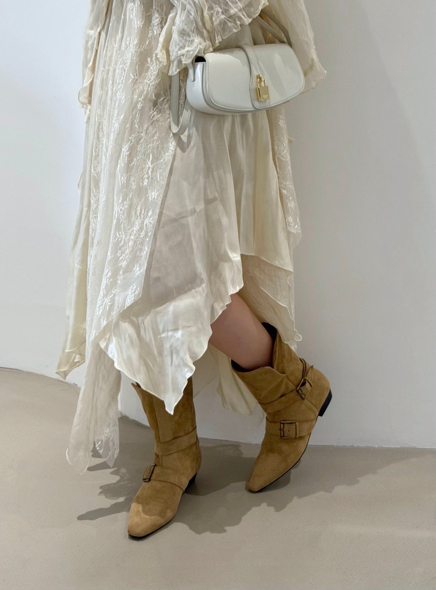 Fold-over Suede Rider Boots