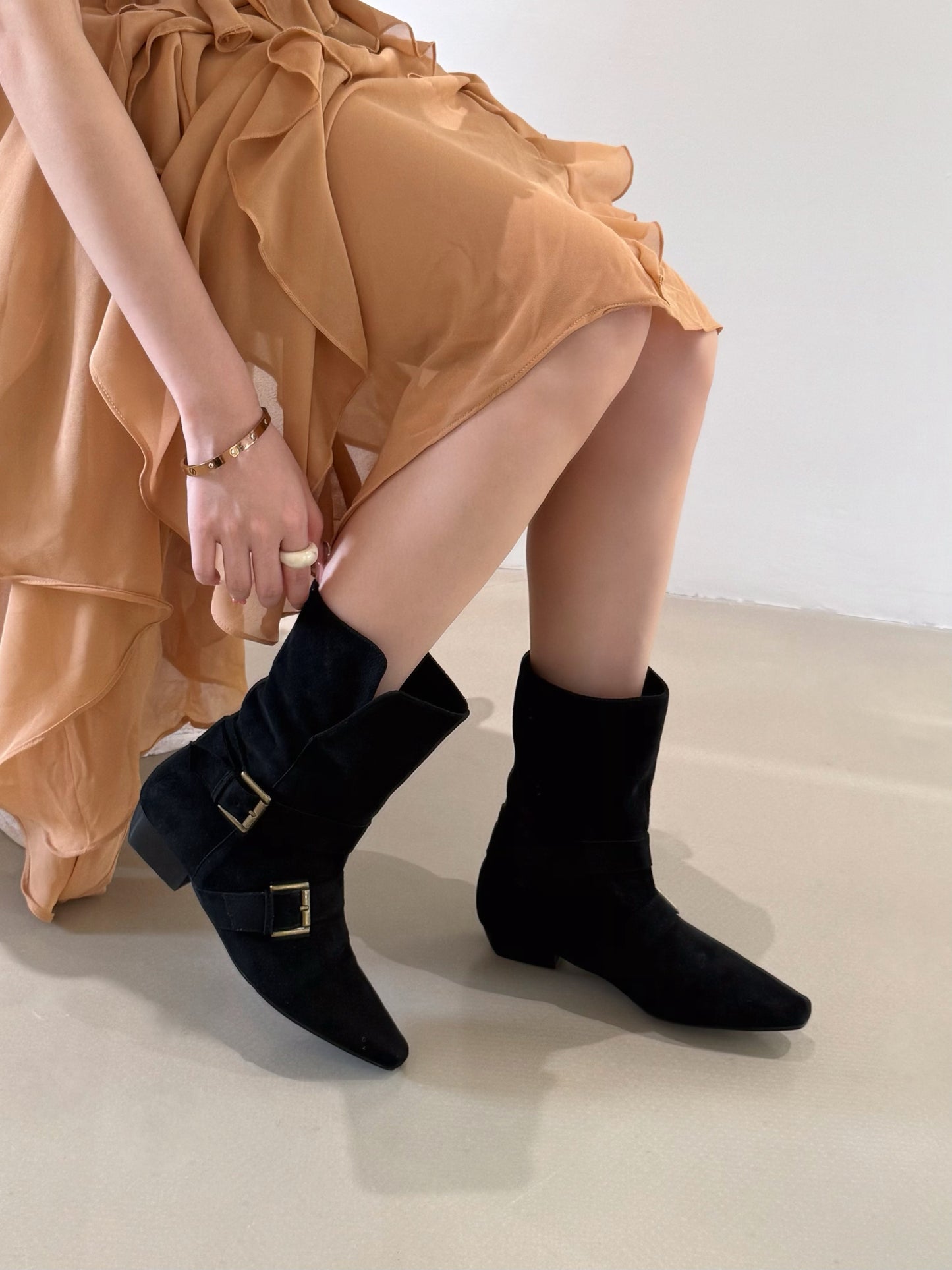 Fold-over Suede Rider Boots