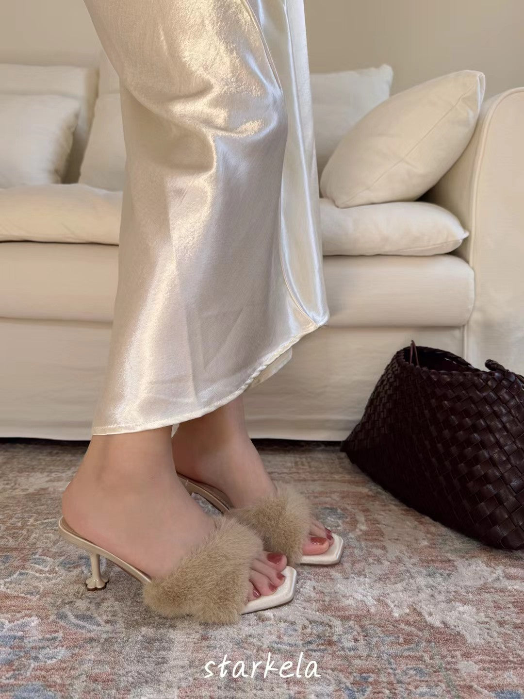 Autumn Fur Flower Heels