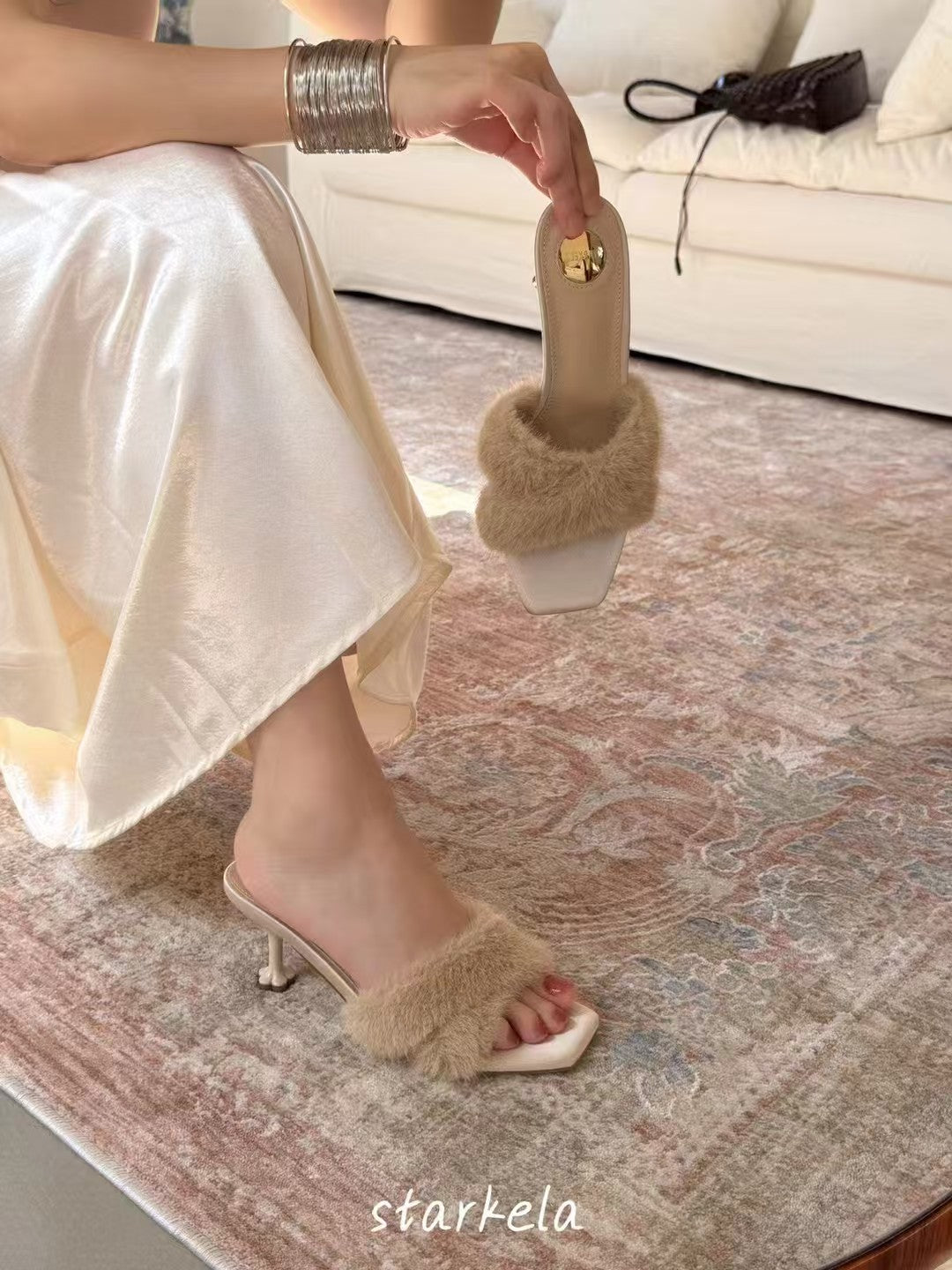 Autumn Fur Flower Heels