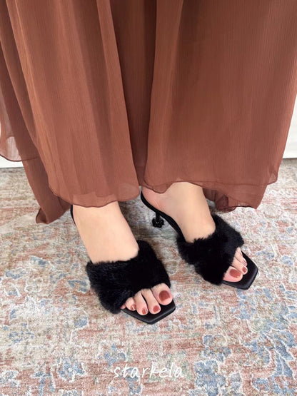 Autumn Fur Flower Heels
