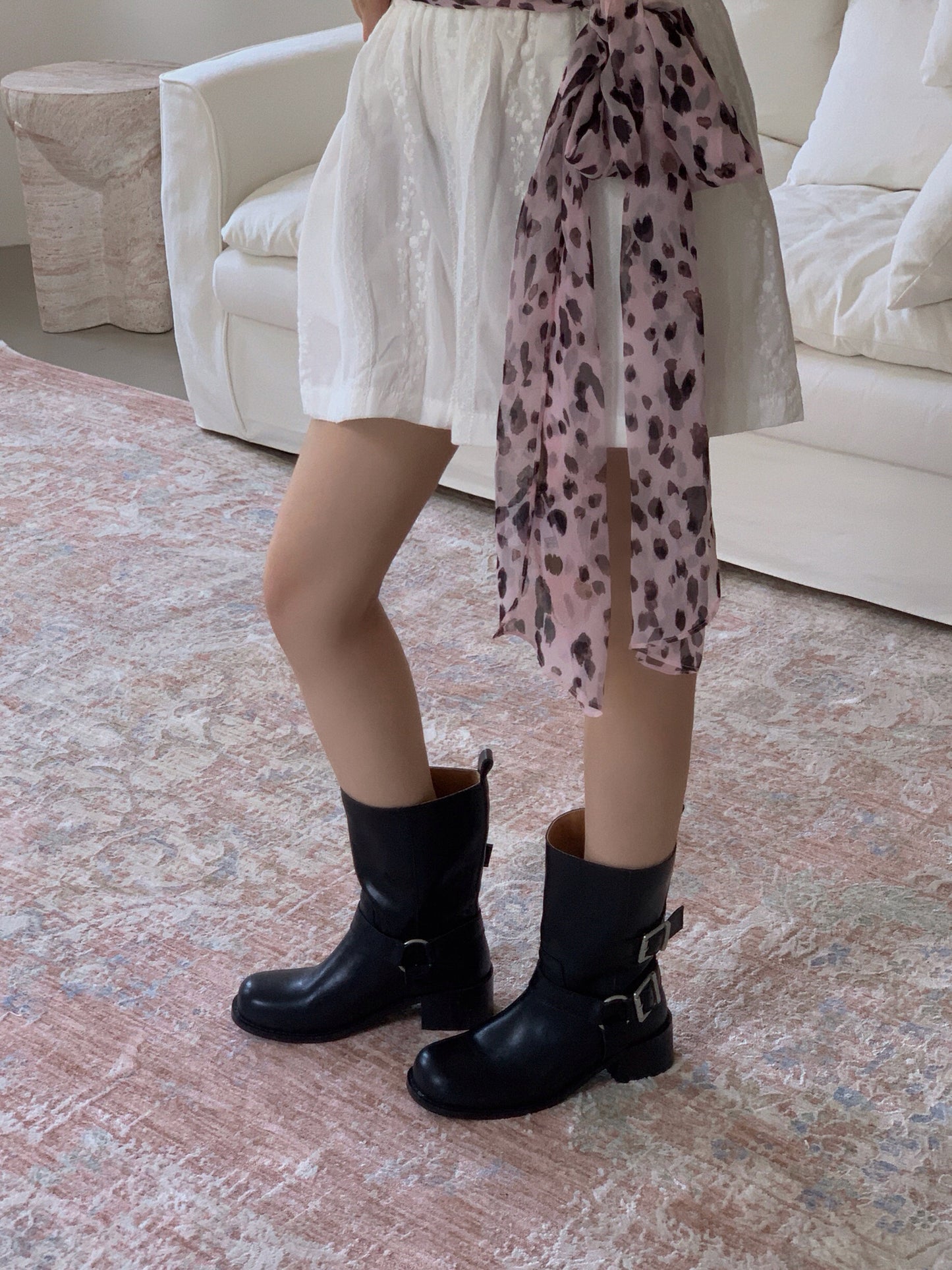 Vintage Brushed Belt Buckle Boots SW6686