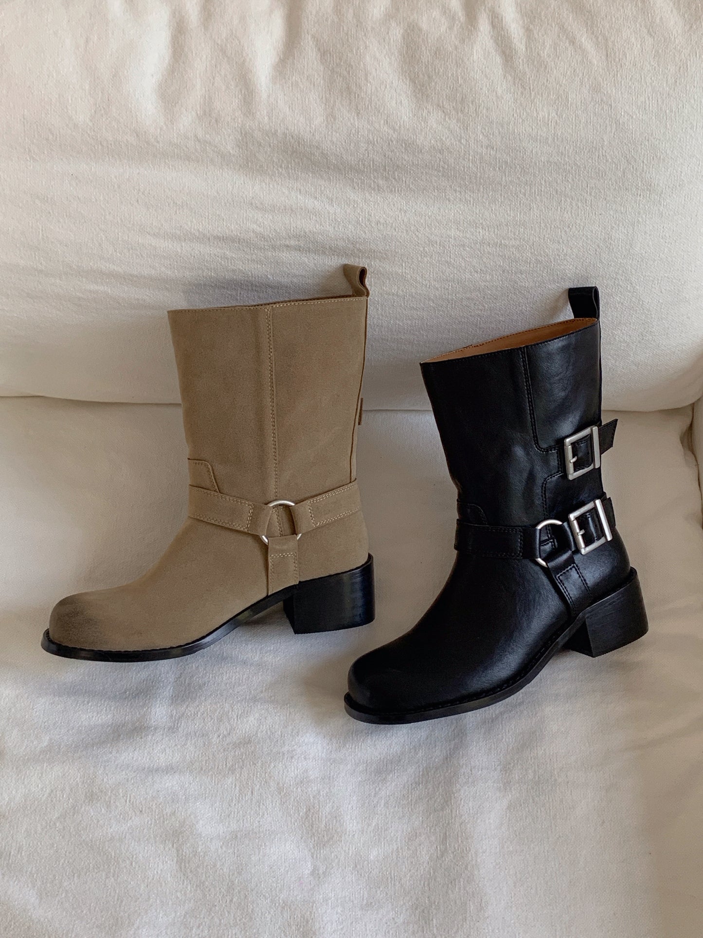 Vintage Brushed Belt Buckle Boots SW6686