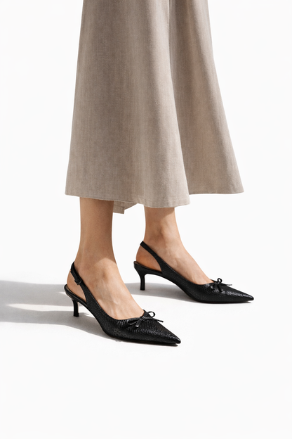 Spring Woven Bow Slingback Heels ST806