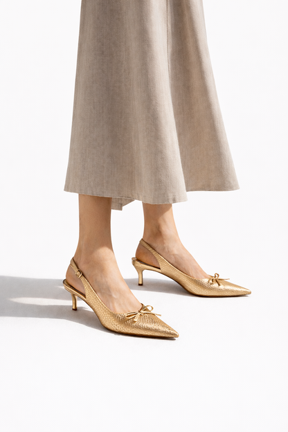 Spring Woven Bow Slingback Heels ST806