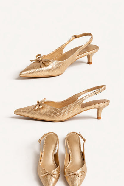 Spring Woven Bow Slingback Heels ST806
