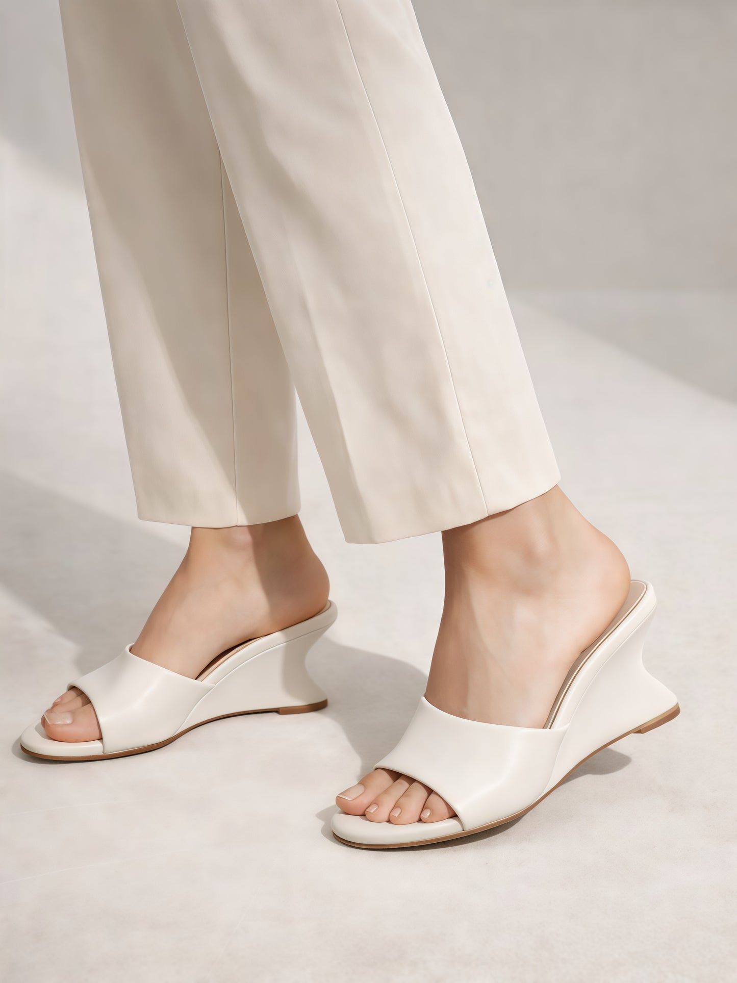 Rounded Toe Sculpted Wedge Heels ST833