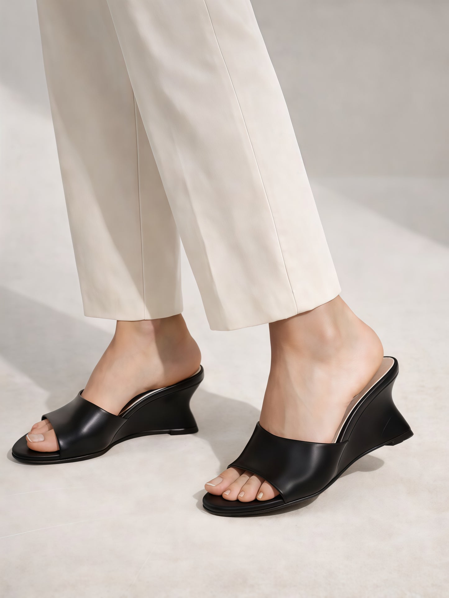Rounded Toe Sculpted Wedge Heels ST833