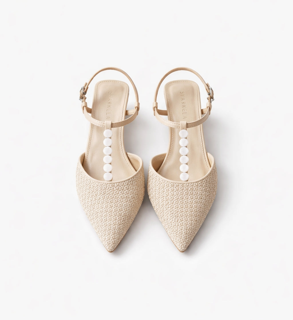 Ocean Pearl Slingback Heels ST803