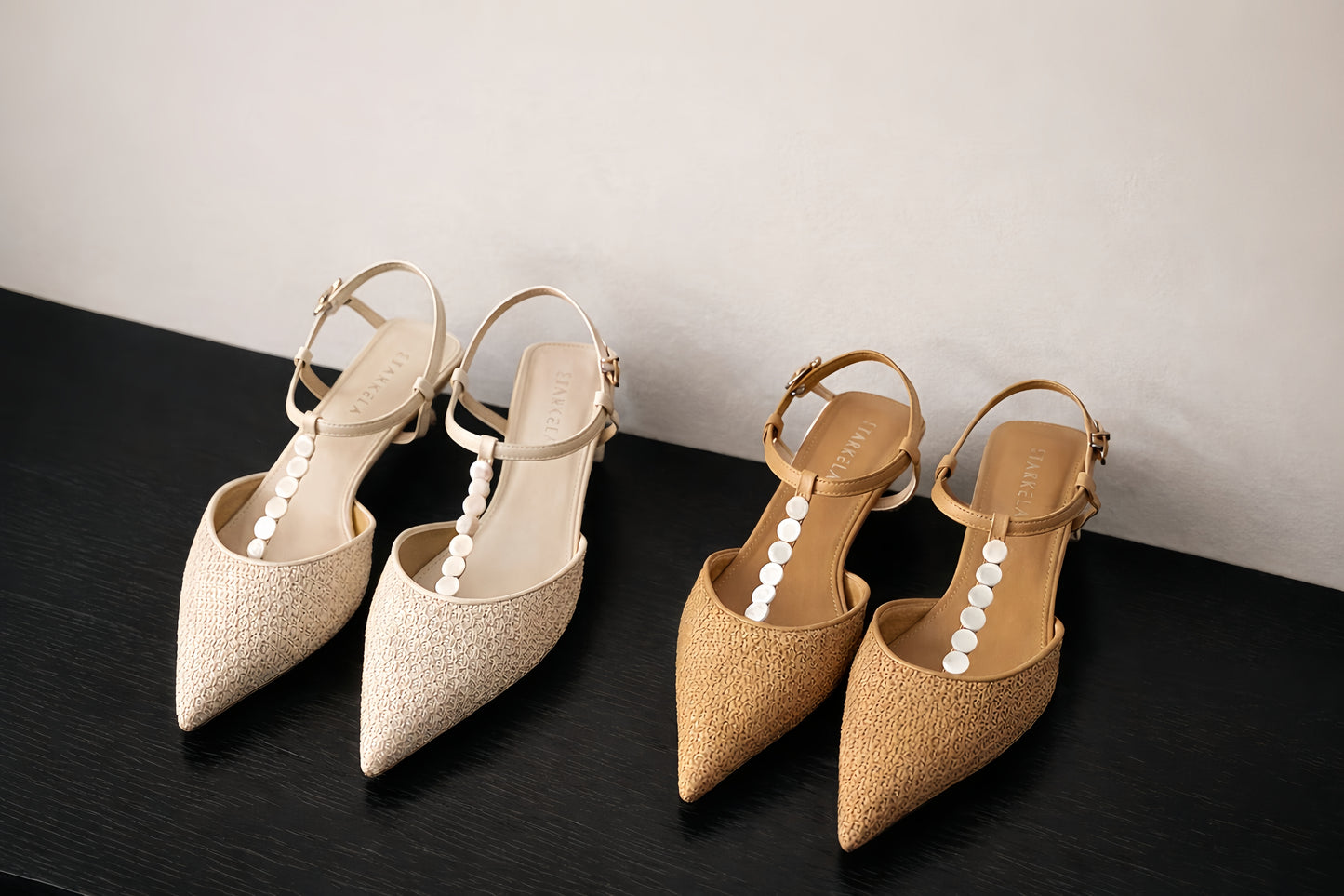 Ocean Pearl Slingback Heels ST803